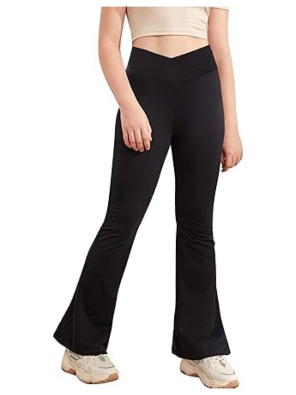 Girls Cross High Waisted Flare Leggings Bootcut Bell Bottom Yoga Pants